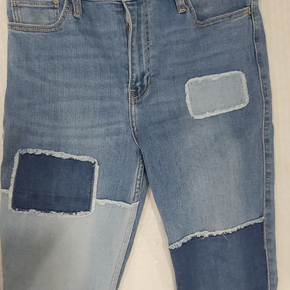 Hollester Denim Patchwork Retro Hippie Flare Jeans Sz 27 - Picture 7 of 14